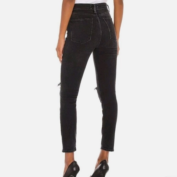 Agolde black high-rise slim fit skinny distressed jeans - size 30 - Picture 2 of 6